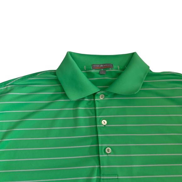 Peter Millar Men's Sz L Summer Comfort Short Sleeve Striped 1945 Logo Polo Shirt - Picture 6 of 14